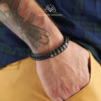 Bracciale in pelle con anelli incisi - My Lovin' Pendant®